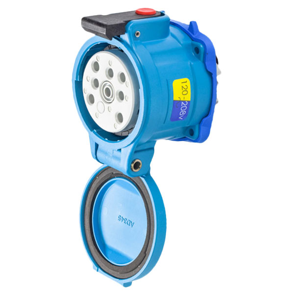 33-34167-973-4X - DS30 RECEPTACLE POLY BLUE SIZE 3 TYPE 4X 3P+N+G 30A 120/208 VAC 60 Hz +3 AUX TYPE 4X WATERTIGHTNESS